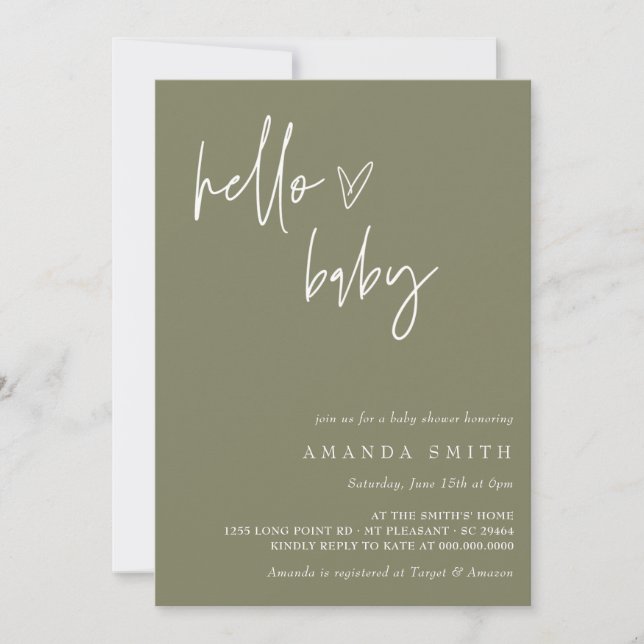 Minimalist Gender Neutral Boho Hello Baby Shower I Invitation (Front)