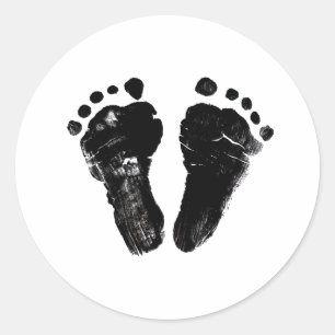 Minimalist Gender Neutral Footprints Baby Shower Classic Round Sticker