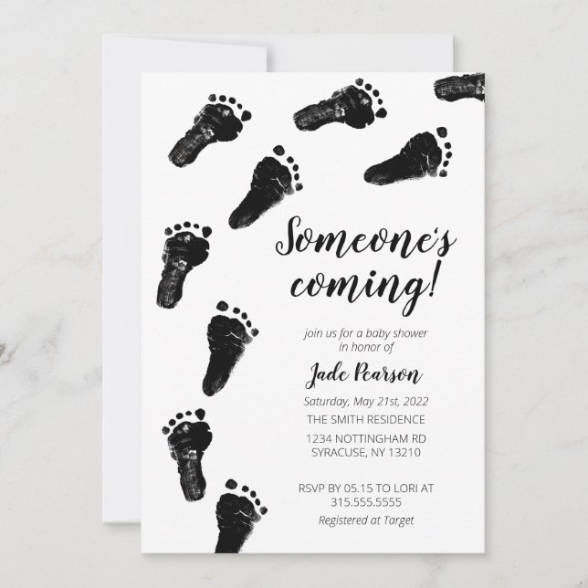 Minimalist Gender Neutral Footprints Baby Shower Invitation (Front)