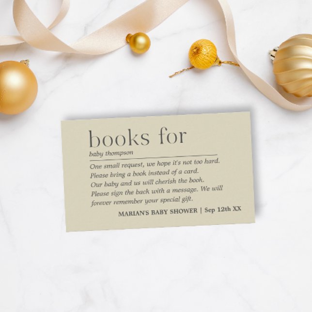 Minimalist Gender Neutral Green Books for Baby Enclosure Card (Creator Uploaded)