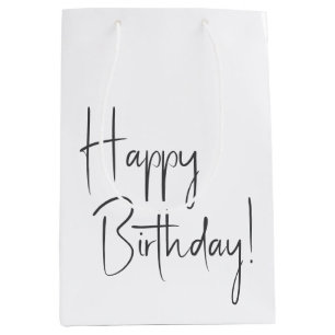 Minimalist Gender Neutral Happy Birthday Medium Gift Bag