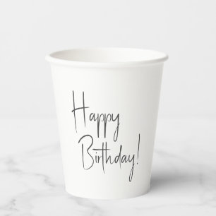 Minimalist Gender Neutral Happy Birthday Paper Cups