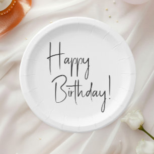 Minimalist Gender Neutral Happy Birthday Paper Plate