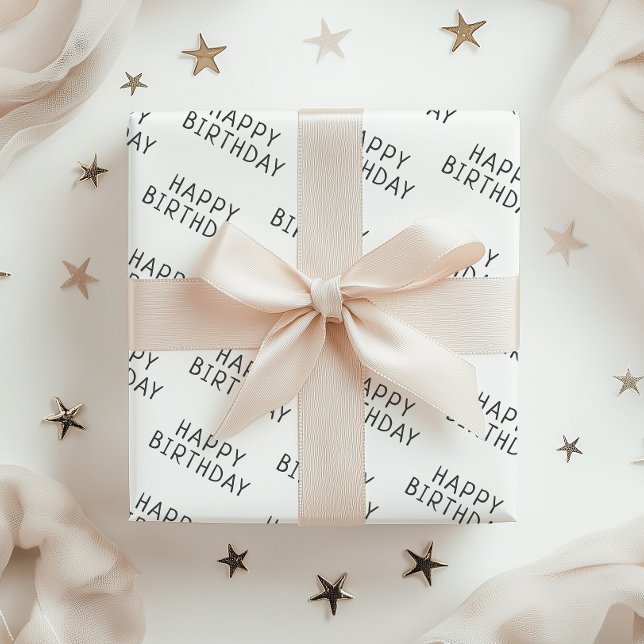 Minimalist Gender Neutral Happy Birthday Wrapping Paper Sheet (Creator Uploaded)