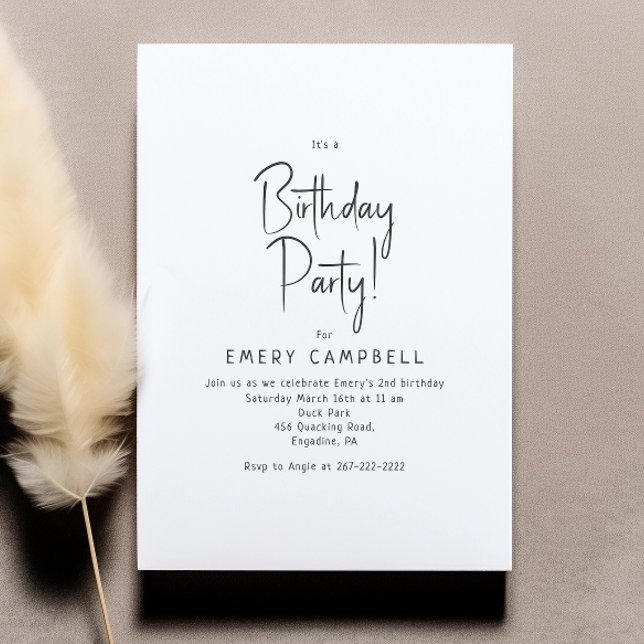 Minimalist Gender Neutral It's A Birthday Party Invitation (Creator Uploaded)