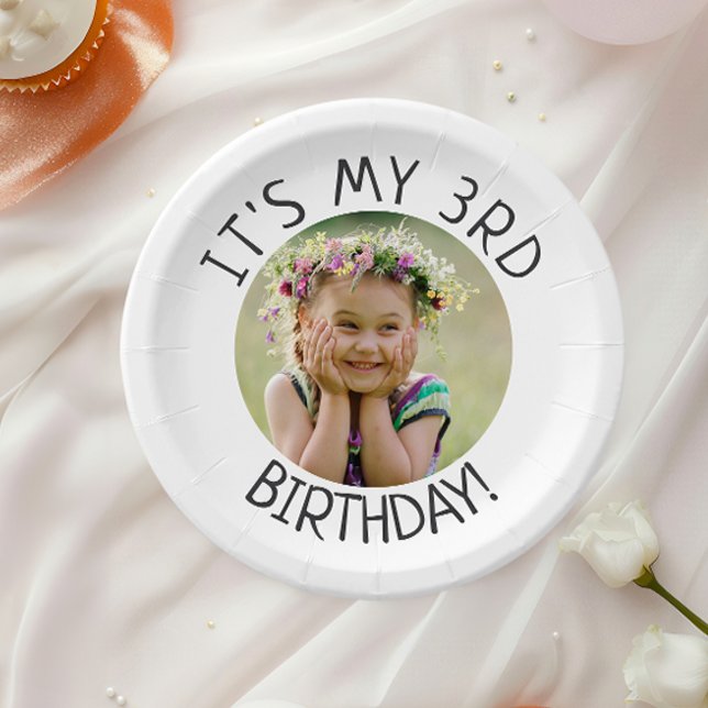 Minimalist Gender Neutral It's My Birthday Photo Paper Plate (Creator Uploaded)