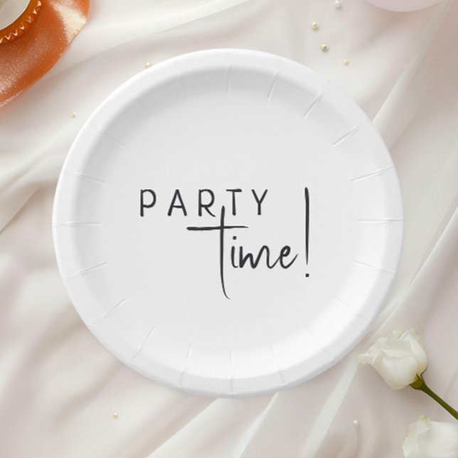 Minimalist Gender Neutral Party Time Paper Plate (Creator Uploaded)
