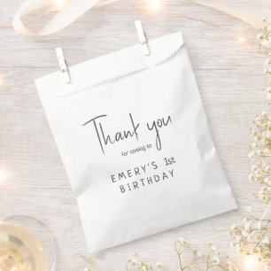 Minimalist Gender Neutral Thank You Birthday Party Favour Bags