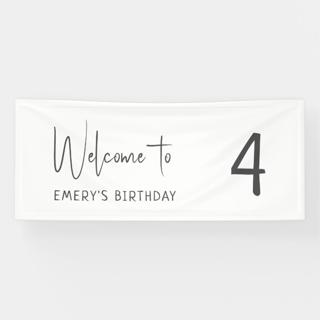 Minimalist Gender Neutral Welcome Birthday Party Banner (Horizontal)