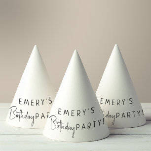 Minimalist Gender Neutral With Name Birthday Party Hat