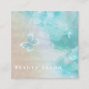 Minimalist gentle watercolor  butterfly square business card
