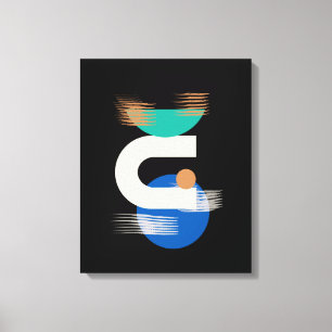 Minimalist Geometric Art on Black Stretched Canvas