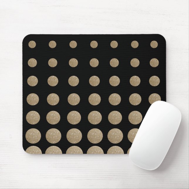 minimalist geometric black gold glitter polka dots mouse mat (With Mouse)