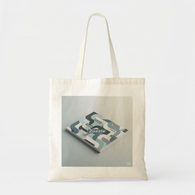 Minimalist Geometric Blue Grey White Pattern Tote  Bag (Front)