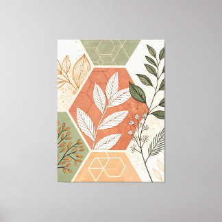 Minimalist Geometric & Botanical Stretched Canvas  Print