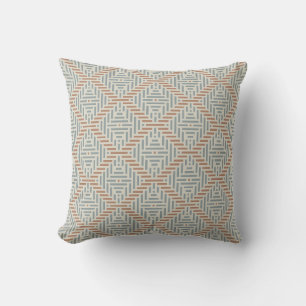 Minimalist geometric brown and blue grey cushion