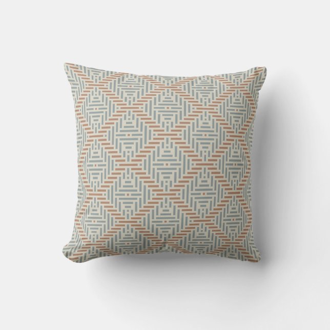 Minimalist geometric brown and blue grey  cushion (Front)