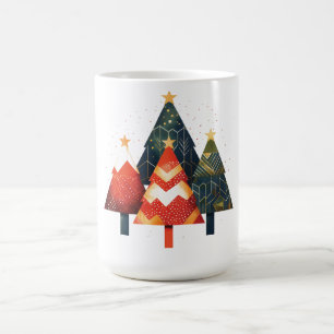 Minimalist Geometric Christmas Trees Illustration Coffee Mug
