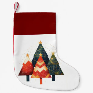 Minimalist Geometric Christmas Trees Illustration  Small Christmas Stocking