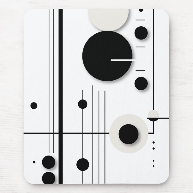 Minimalist Geometric Circle Symphony Lines Mouse Mat (Front)