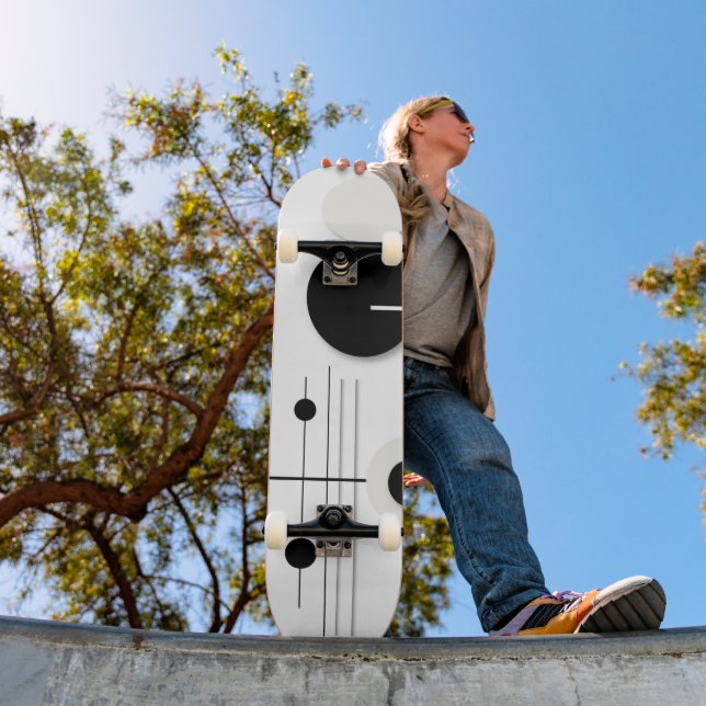 Minimalist Geometric Circle Symphony Lines Skateboard (Outdoor 1)