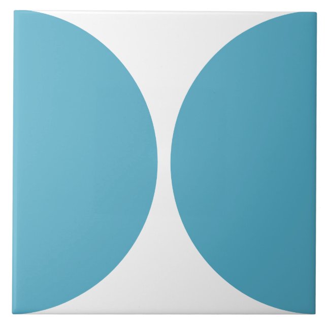 Minimalist Geometric Circle teal blue and white Tile (Front)