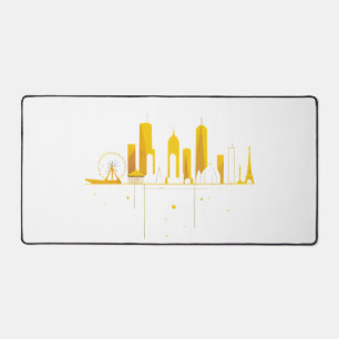 Minimalist Geometric City Skyline Silhouette Desk Mat