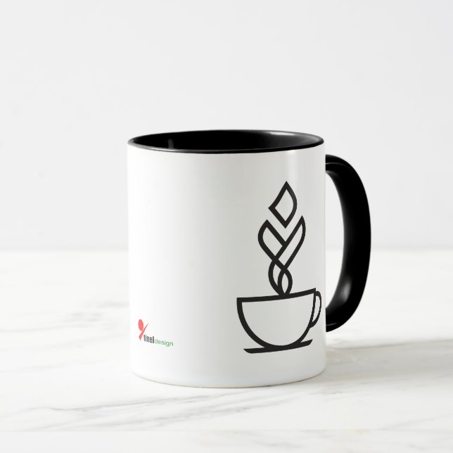 Minimalist Geometric Coffee Mug – Modern Cafe Art  (Front Right)