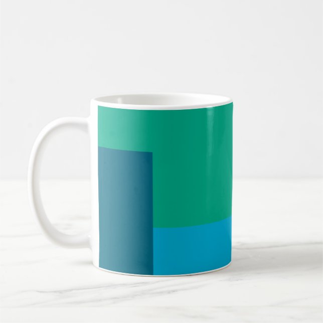Minimalist Geometric Colour Block Blue Green Tones Coffee Mug (Left)