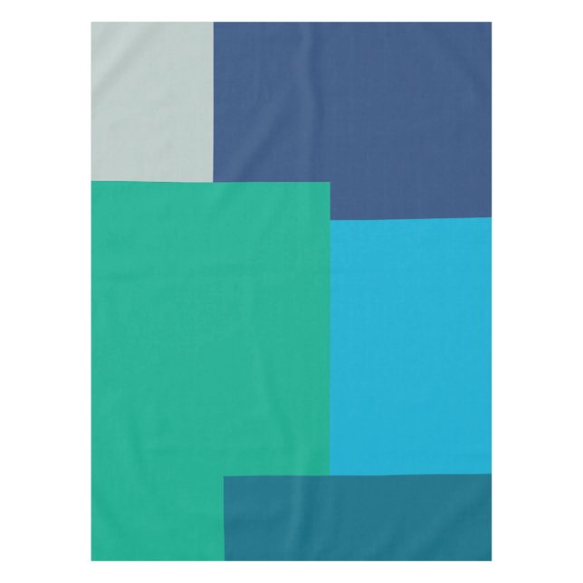 Minimalist Geometric Colour Block Blue Green Tones Tablecloth (Front)