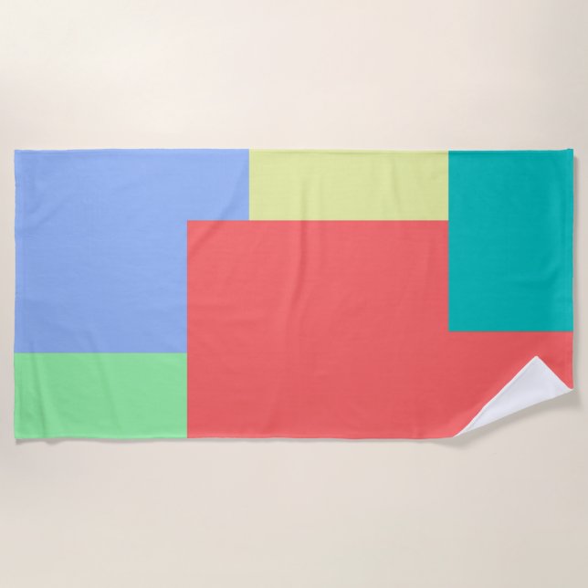 Minimalist Geometric Colour Block Bright Colours Beach Towel (Front)