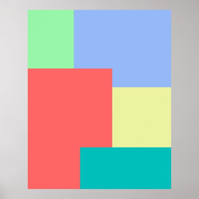 Minimalist Geometric Colour Block Bright Colours Poster (Front)