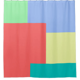 Minimalist Geometric Colour Block Bright Colours Shower Curtain