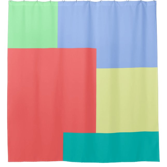 Minimalist Geometric Colour Block Bright Colours Shower Curtain (Front)