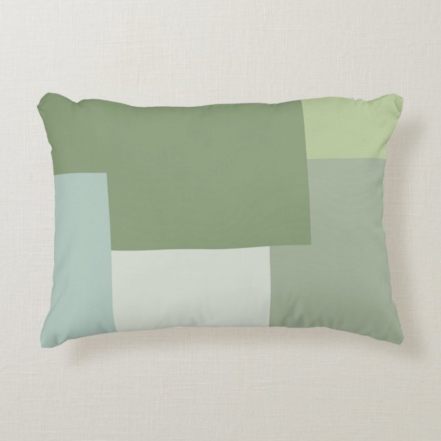 Minimalist Geometric Colour Block Sage Green Tones Decorative Cushion (Front)