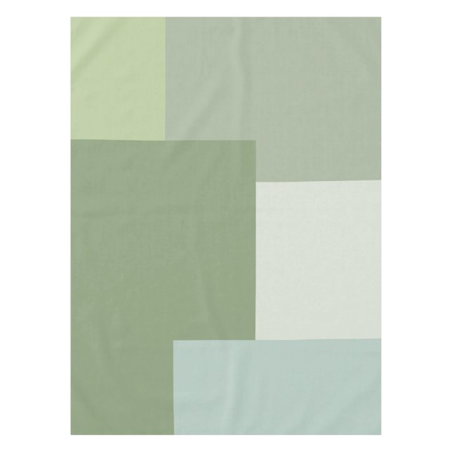 Minimalist Geometric Colour Block Sage Green Tones Tablecloth (Front)