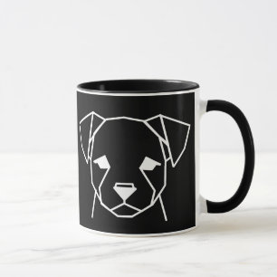 Minimalist Geometric Dog Line Art Black Coffee Mug