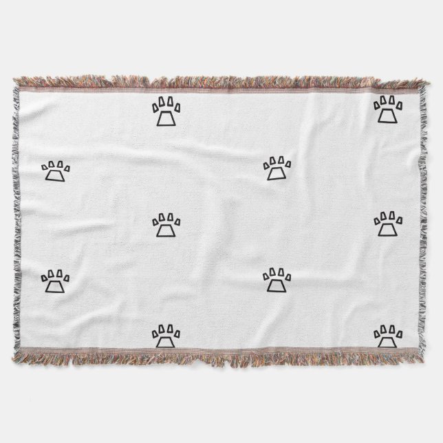 Minimalist Geometric Dog Paw Pattern Throw Blanket (Front)