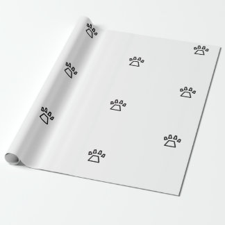 Minimalist Geometric Dog Paw Print Black and White Wrapping Paper