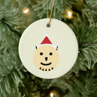 Minimalist Geometric Dog Santa Christmas Ornament