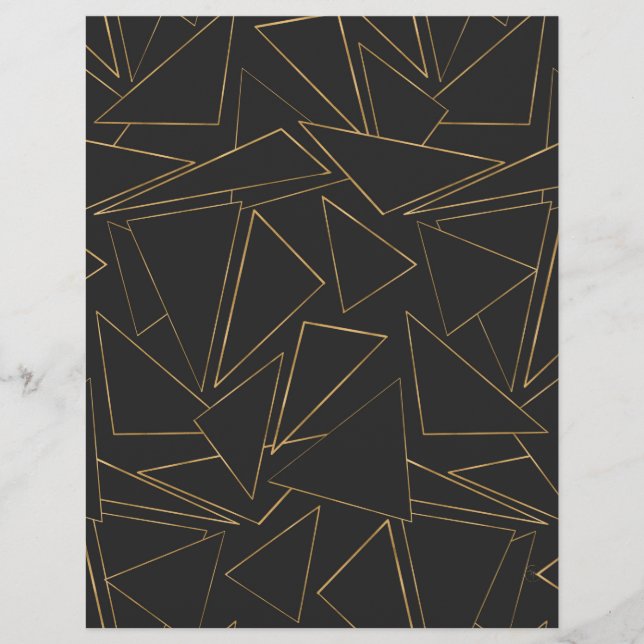 Minimalist Geometric Gold Black Strokes Triangles Custom Letterhead (Front)