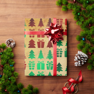 Minimalist Geometric Grift Wrap Red and Green Wrapping Paper