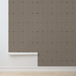 Minimalist Geometric Lattice Pattern in Taupe Wallpaper