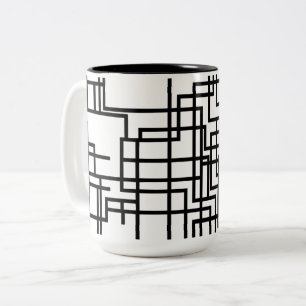 Minimalist Geometric Line Art  Two-Tone Coffee Mug