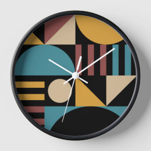 Minimalist Geometric Mid Century Modern Abstract Clock