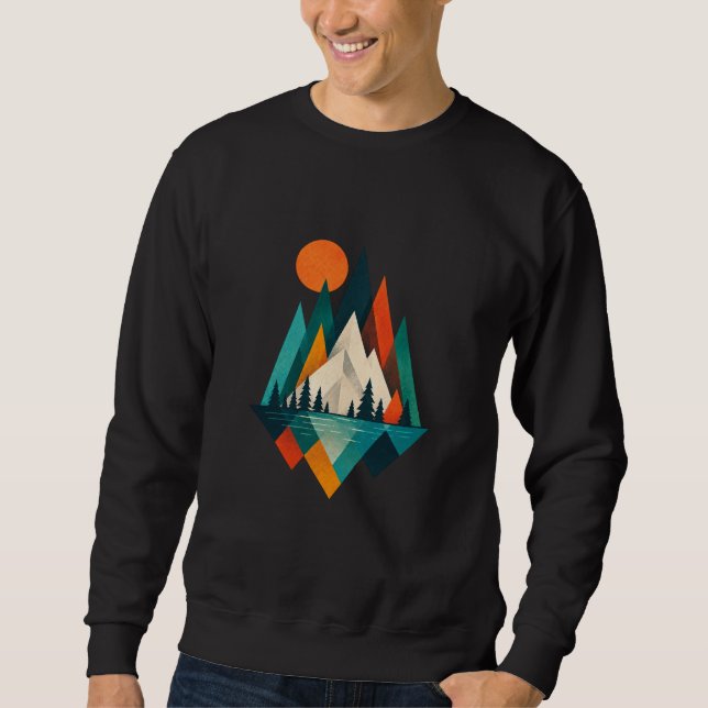 Minimalist Geometric Mountain Landscape Art Design Sweatshirt (Front)