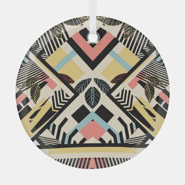 Minimalist Geometric: Pattern Design Glass Tree Decoration (Front)