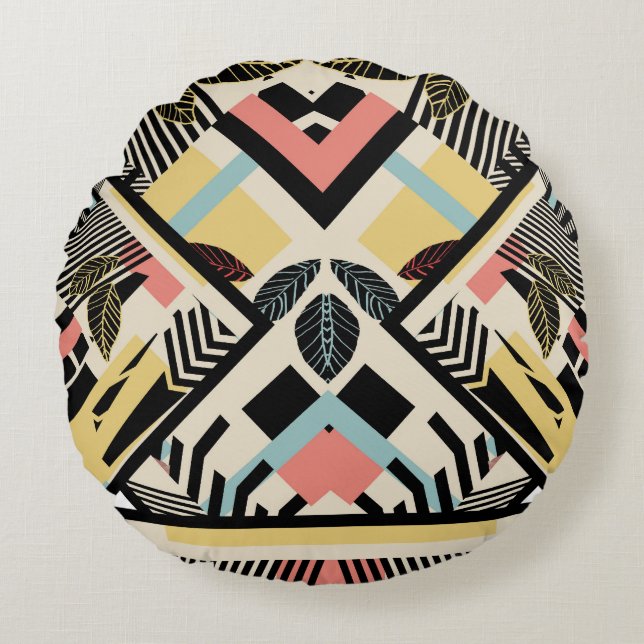 Minimalist Geometric: Pattern Design Round Cushion (Front)