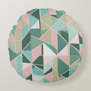 Minimalist geometric pattern in pastel colours round cushion
