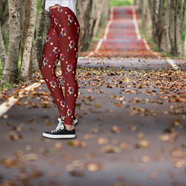 Minimalist geometric pattern red blue green leggings (Creator Uploaded)